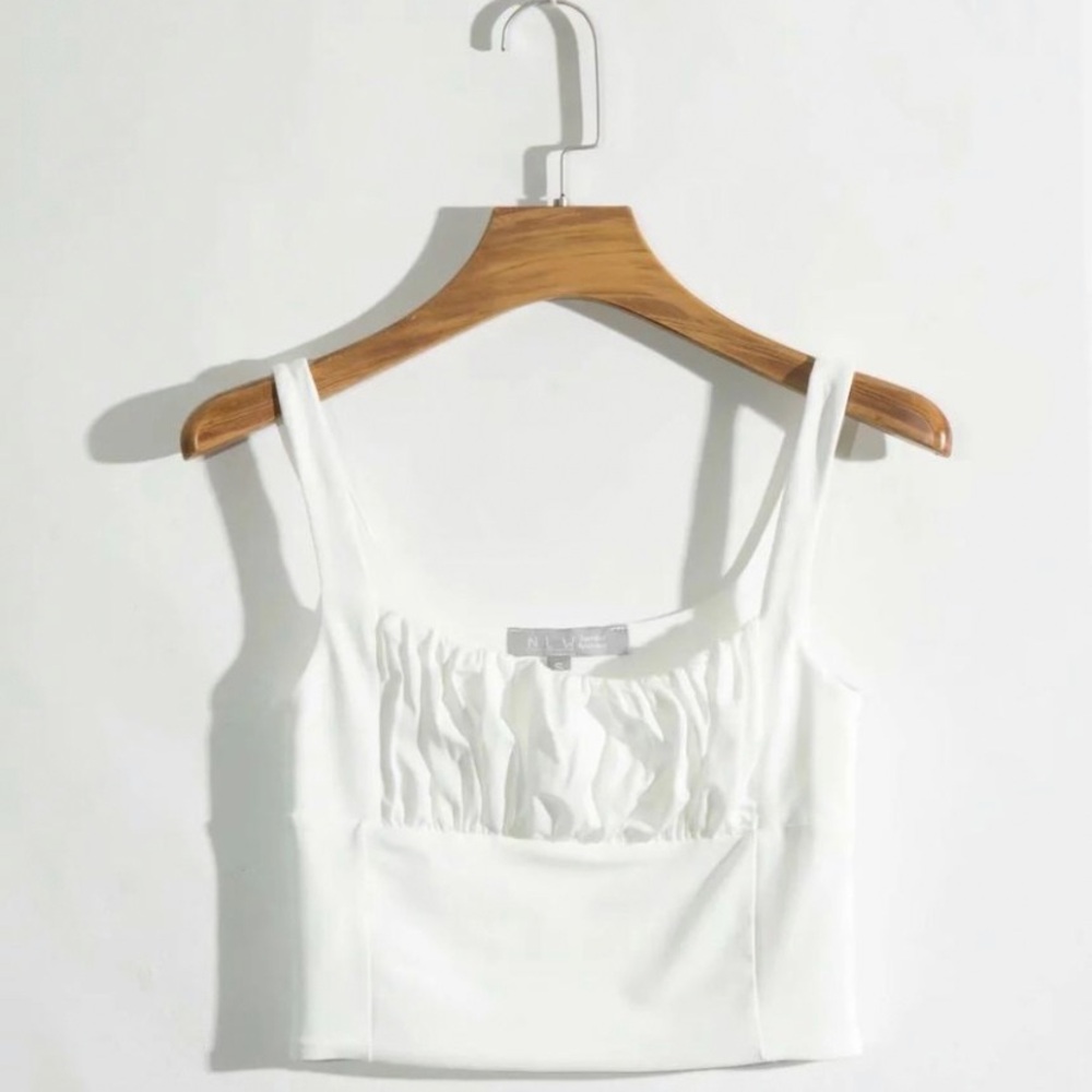 White Ruched Women's Top - Picture 2 of 5